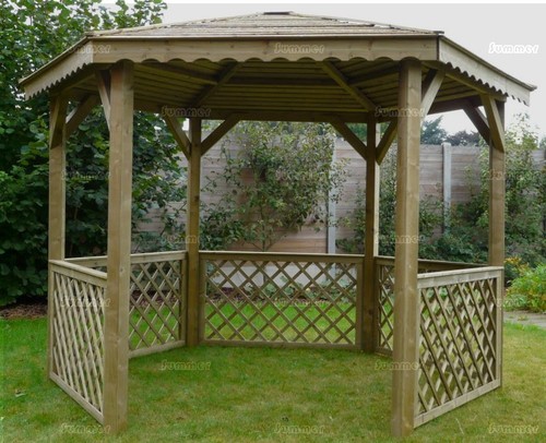 Hexagonal wooden gazebo - hexagonal, gazebo-